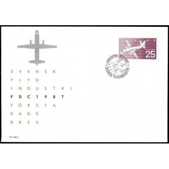Suecia Sweden SPD FDC 1405 1987 Industria aeronáutica sueca Sobre primer día Suecia Sweden SPD FDC 1405 1987 Industria aeronáutica sueca Sobre primer día