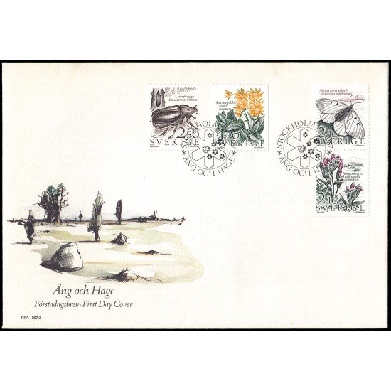 Suecia Sweden SPD FDC 1406a/09 1987 Especies amenazadas de praderas y pastos Sobre primer día Suecia Sweden SPD FDC 1406a/09 1987 Especies amenazadas de praderas y pastos Sobre primer día