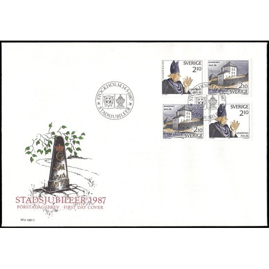 Suecia Sweden SPD FDC 1413a/14a 1987 Aniv de la fundación de las ciudades suecas Linköping y Nyköping Sobre primer día Suecia Sweden SPD FDC 1413a/14a 1987 Aniv de la fundación de las ciudades suecas Linköping y Nyköping Sobre primer día