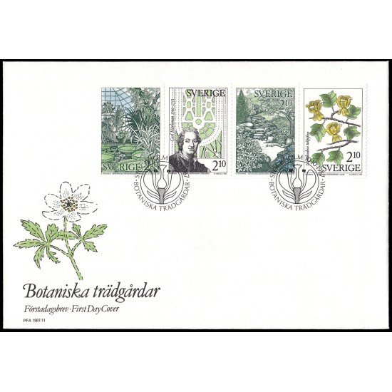 Suecia Sweden SPD FDC 1432/35 1987 Jardines botánicos suecos Sobre primer día Suecia Sweden SPD FDC 1432/35 1987 Jardines botánicos suecos Sobre primer día