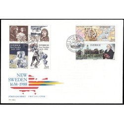 Suecia Sweden SPD FDC 1458/65 1988 350 aniv. de la fundación de la Nueva Suecia Sobre primer día Suecia Sweden SPD FDC 1458/65 1988 350 aniv. de la fundación de la Nueva Suecia Sobre primer día
