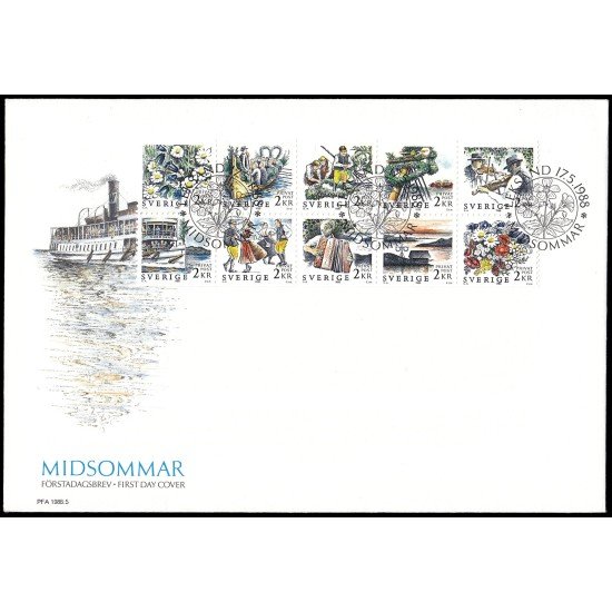Suecia Sweden SPD FDC 1464/73 1988 Festival de verano Sobre primer día Suecia Sweden SPD FDC 1464/73 1988 Festival de verano Sobre primer día