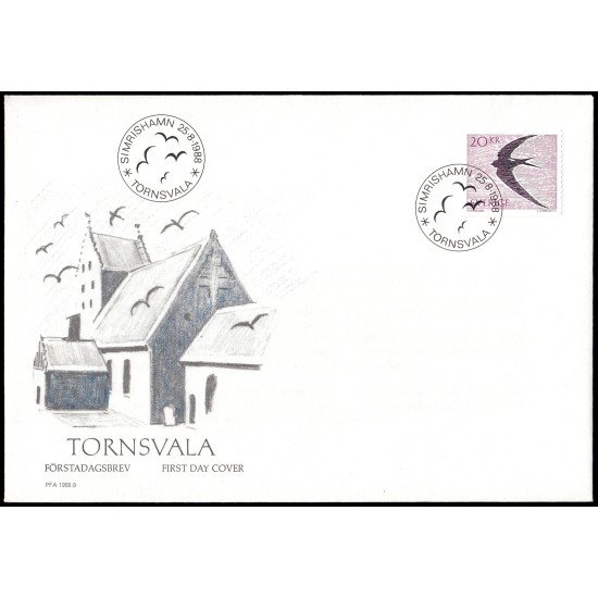 Suecia Sweden SPD FDC 1480 1988 Aves Vencejo común (Apus apus) Sobre primer día