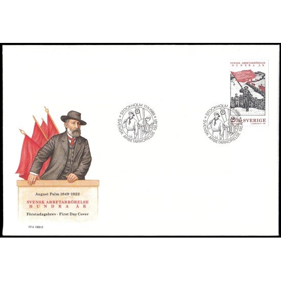 Suecia Sweden SPD FDC 1534 1989 Centenario del Movimiento obrero sueco Sobre primer día Suecia Sweden SPD FDC 1534 1989 Centenario del Movimiento obrero sueco Sobre primer día