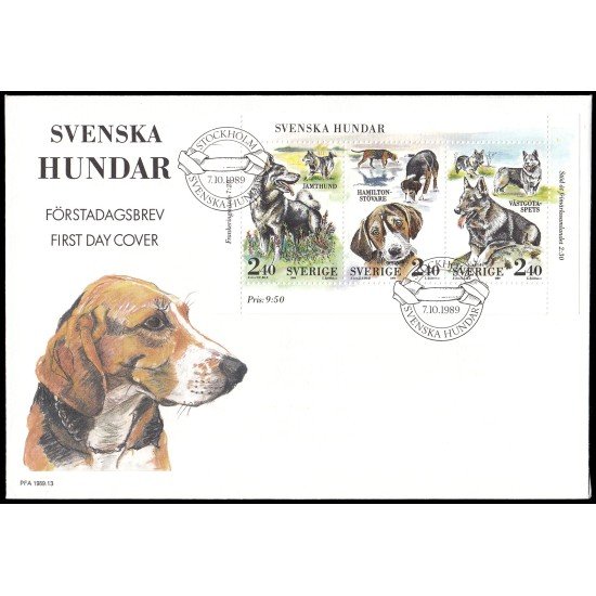 Suecia Sweden SPD FDC HB17 1989 Día del sello Centenario de los clubs caninos suecos Sobre primer día Suecia Sweden SPD FDC HB17 1989 Día del sello Centenario de los clubs caninos suecos Sobre primer día