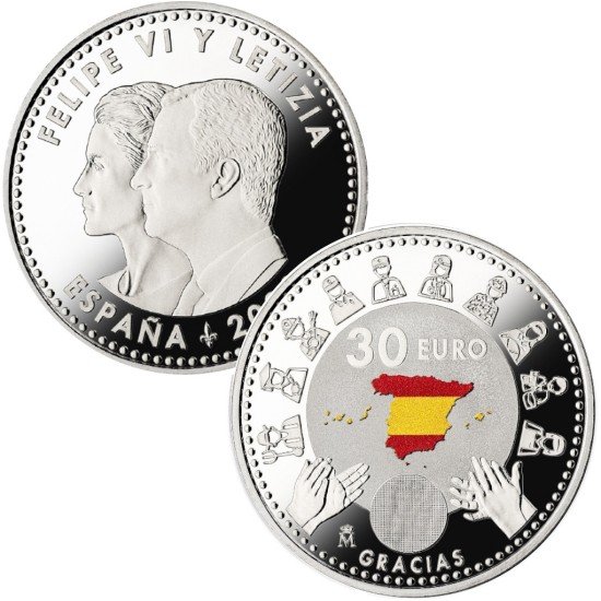 España 2020 30 Euros de plata 30€ Héroes del Covid Color España 2020 30 Euros de plata 30€ Héroes del Covid Color