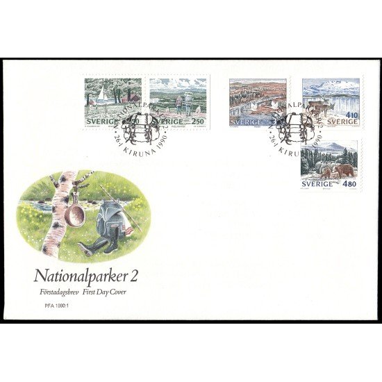 Suecia Sweden SPD FDC 1566a/70 1990 Parques nacionales Sobre primer día Suecia Sweden SPD FDC 1566a/70 1990 Parques nacionales Sobre primer día