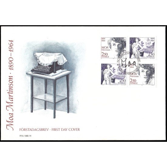Suecia Sweden SPD FDC 1615/16 1990 Centenario del nacimiento de la novelista Moa Martinson Sobre primer día Suecia Sweden SPD FDC 1615/16 1990 Centenario del nacimiento de la novelista Moa Martinson Sobre primer día