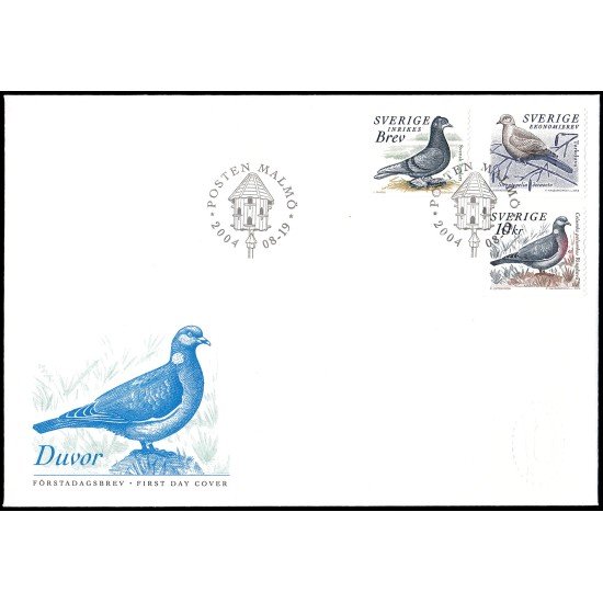 Suecia Sweden SPD FDC 2394/96 2004 Fauna Pájaros Palomas Sobre primer día