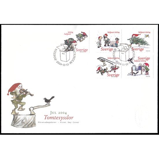 Suecia Sweden SPD FDC 2424/28 2004 Navidad Gnomos del ilustrador Bjorn Berg Sobre primer día Suecia Sweden SPD FDC 2424/28 2004 Navidad Gnomos del ilustrador Bjorn Berg Sobre primer día