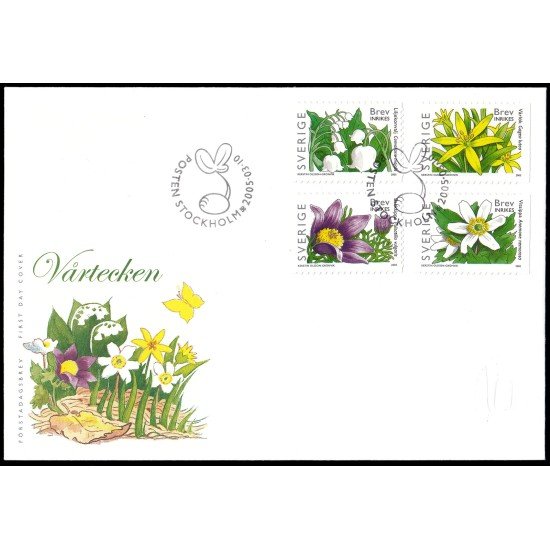 Suecia Sweden SPD FDC 2441/44 2005 Flora Flores de primavera Sobre primer día Suecia Sweden SPD FDC 2441/44 2005 Flora Flores de primavera Sobre primer día