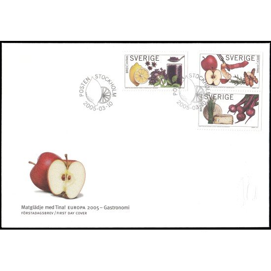 Suecia Sweden SPD FDC 2446/48 2005 Gastronomía europea Sobre primer día Suecia Sweden SPD FDC 2446/48 2005 Gastronomía europea Sobre primer día