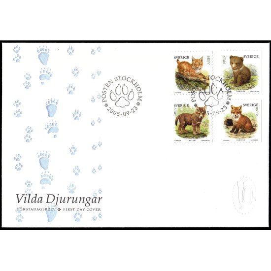 Suecia Sweden SPD FDC 2477/80 2005 Fauna Cachorros de animales salvajes Sobre primer día Suecia Sweden SPD FDC 2477/80 2005 Fauna Cachorros de animales salvajes Sobre primer día