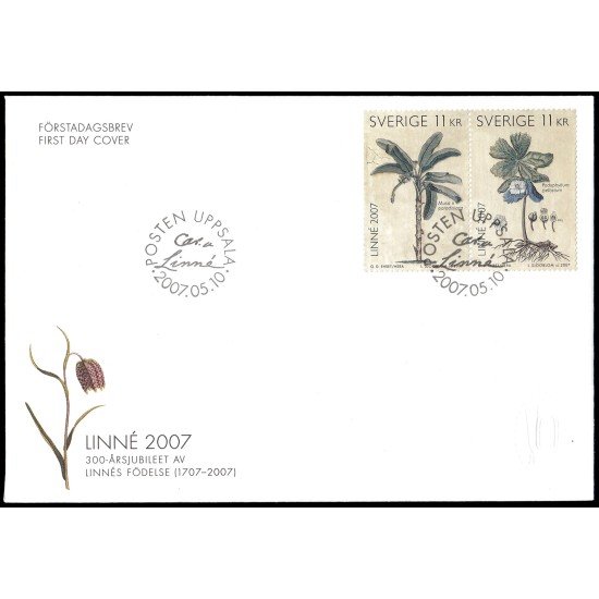 Suecia Sweden SPD FDC 2575/76 2007 Personalidades Carl von Linné naturalista y escritor Sobre primer día Suecia Sweden SPD FDC 2575/76 2007 Personalidades Carl von Linné naturalista y escritor Sobre primer día