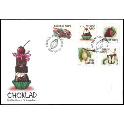 Suecia Sweden SPD FDC 2585/89 2007 El chocolate Sobre primer día Suecia Sweden SPD FDC 2585/89 2007 El chocolate Sobre primer día