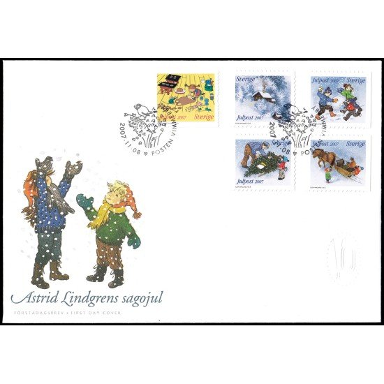 Suecia Sweden SPD FDC 2591/95 2007 Navidad Ilustraciones de los cuentos infantiles de Astrid Lindgren Sobre primer día Suecia Sweden SPD FDC 2591/95 2007 Navidad Ilustraciones de los cuentos infantiles de Astrid Lindgren Sobre primer día