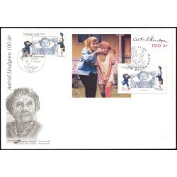 Suecia Sweden SPD FDC 2596/HB37 2007 Personalidades literarias Astrid Lindgren Suecia Sweden SPD FDC 2596/HB37 2007 Personalidades literarias Astrid Lindgren