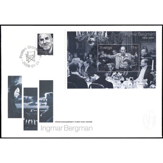 Suecia Sweden SPD FDC 2604/HB39 2008 Personalidades Cine Ingmar Bergman Sobre primer día Suecia Sweden SPD FDC 2604/HB39 2008 Personalidades Cine Ingmar Bergman Sobre primer día
