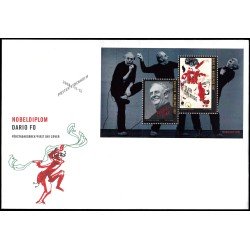 Suecia Sweden SPD FDC HB44 2008 Premio Nobel Dario Fo, autor dramático Sobre primer día Suecia Sweden SPD FDC HB44 2008 Premio Nobel Dario Fo, autor dramático Sobre primer día