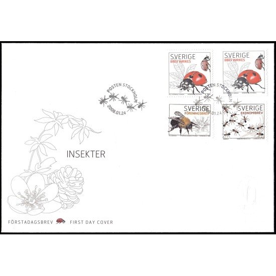 Suecia Sweden SPD FDC 2606/08 2008 Fauna Insectos Sobre primer día Suecia Sweden SPD FDC 2606/08 2008 Fauna Insectos Sobre primer día