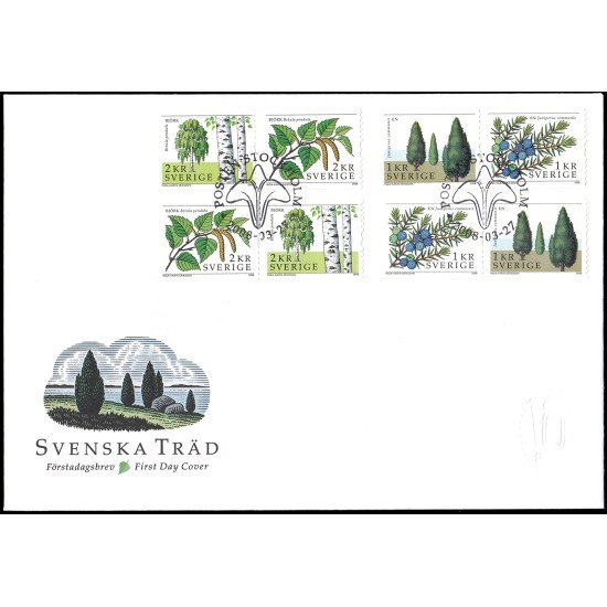 Suecia Sweden SPD FDC 2615/18 2008 Flora Árboles de Suecia Sobre primer día Suecia Sweden SPD FDC 2615/18 2008 Flora Árboles de Suecia Sobre primer día