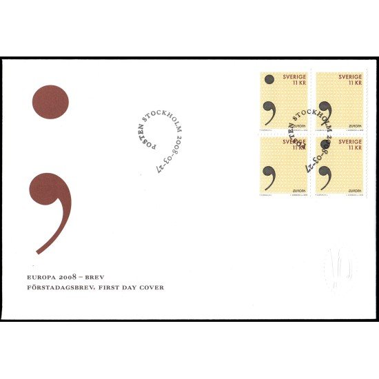 Suecia Sweden SPD FDC 2619/20 2008 Escribiendo una carta Sobre primer día Suecia Sweden SPD FDC 2619/20 2008 Escribiendo una carta Sobre primer día