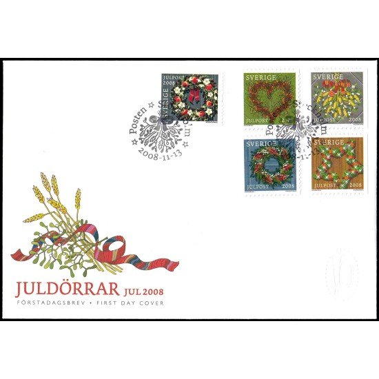 Suecia Sweden SPD FDC 2648/52 2008 Navidad Decoración de puertas Sobre primer día Suecia Sweden SPD FDC 2648/52 2008 Navidad Decoración de puertas Sobre primer día
