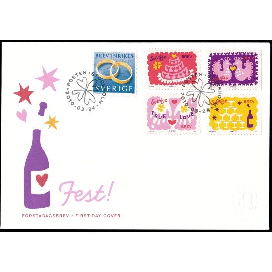Suecia Sweden SPD FDC 2729/33 2010 Sellos con mensajes para fiestas y eventos Sobre primer día Suecia Sweden SPD FDC 2729/33 2010 Sellos con mensajes para fiestas y eventos Sobre primer día