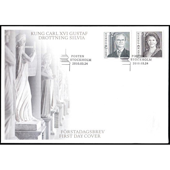 Suecia Sweden SPD FDC 2734/35 2010 Rey Carlos Gustavo XVI y Reina Silvia Sobre primer día Suecia Sweden SPD FDC 2734/35 2010 Rey Carlos Gustavo XVI y Reina Silvia Sobre primer día