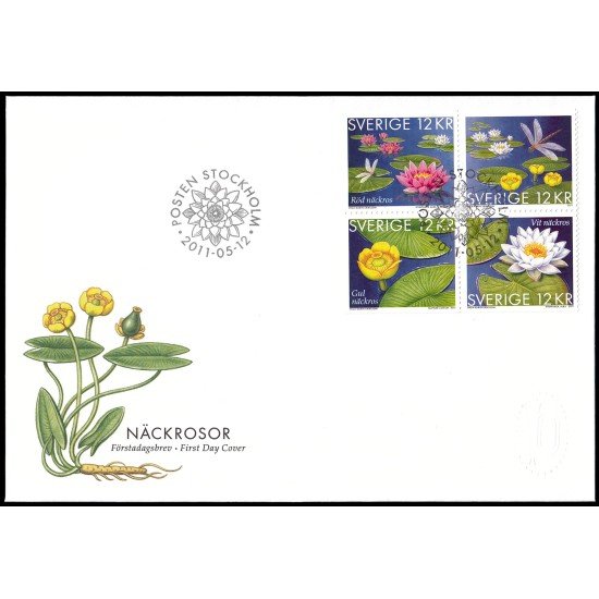 Suecia Sweden SPD FDC 2806/09 2011 Flora Nenúfares Sobre primer día Suecia Sweden SPD FDC 2806/09 2011 Flora Nenúfares Sobre primer día