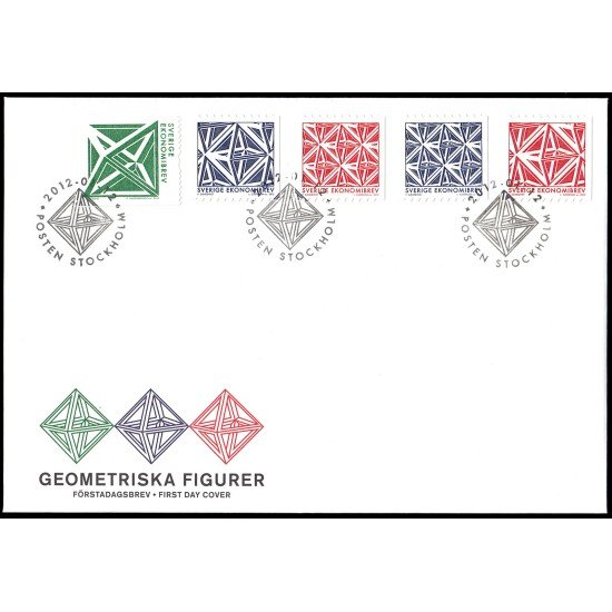 Suecia Sweden SPD FDC 2836/40 2012 Figuras geométricas Otaedro Sobre primer día Suecia Sweden SPD FDC 2836/40 2012 Figuras geométricas Otaedro Sobre primer día
