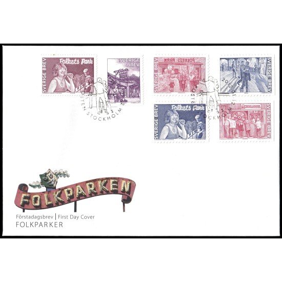 Suecia Sweden SPD FDC 2841/45 2012 Parc Folkets Sobre primer día Suecia Sweden SPD FDC 2841/45 2012 Parc Folkets Sobre primer día