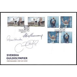 Suecia Sweden SPD FDC 2863/65 2012 Deportistas suecos con medallas de oro en Juegos Olímpicos,Centenario del estadio olímpico Stockholm Sobre primer día Suecia Sweden SPD FDC 2863/65 2012 Deportistas suecos con medallas de oro en Juegos Olímpicos,Centenario del estadio olímpico Stockholm Sobre primer día