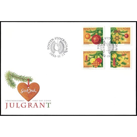Suecia Sweden SPD FDC 2888/91 2012 Adornos de Navidad Sobre primer día Suecia Sweden SPD FDC 2888/91 2012 Adornos de Navidad Sobre primer día