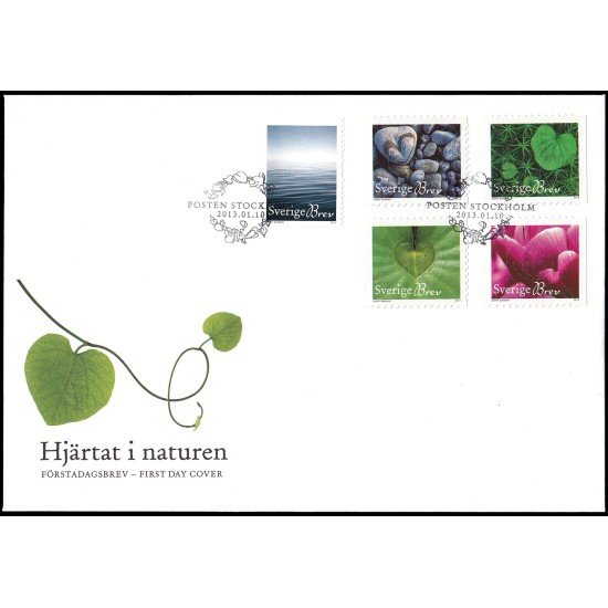 Suecia Sweden SPD FDC 2894/98 2013 Flora La naturaleza con forma de corazón Horizonte Sobre primer día Suecia Sweden SPD FDC 2894/98 2013 Flora La naturaleza con forma de corazón Horizonte Sobre primer día