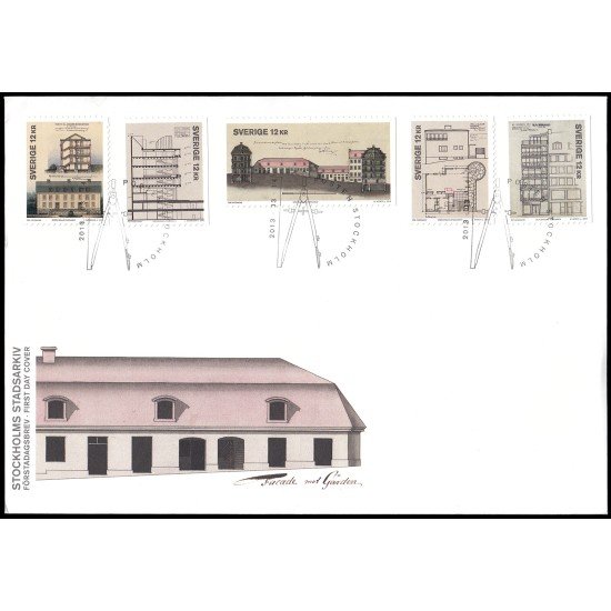 Suecia Sweden SPD FDC 2910/14 2013 Archivos de la ciudad de Stockholm Planos de arquitectura Sobre primer día Suecia Sweden SPD FDC 2910/14 2013 Archivos de la ciudad de Stockholm Planos de arquitectura Sobre primer día