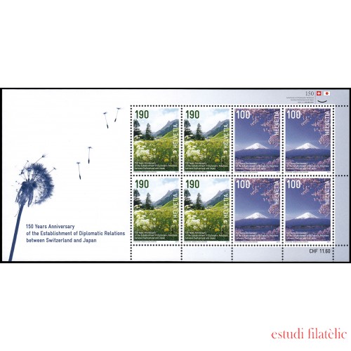 Suiza Switzerland 2252/53 2014 150 aniv. del establecimiento de relaciones diplomáticas entre Japón y Suiza minihojita MNH Suiza Switzerland 2252/53 2014 150 aniv. del establecimiento de relaciones diplomáticas entre Japón y Suiza minihojita MNH