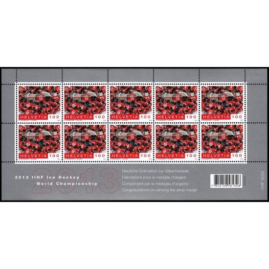Suiza Switzerland 2228 2013 Deporte Equipo suizo de hockey sobre hielo,medalla de plata campeonatos del mundo 2013 minihojita MNH Suiza Switzerland 2228 2013 Deporte Equipo suizo de hockey sobre hielo,medalla de plata campeonatos del mundo 2013 minihojita MNH
