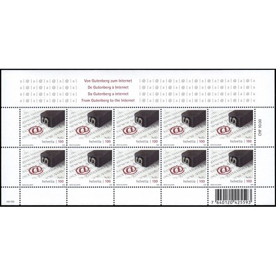 Suiza Switzerland 2035 2009 De Gutemberg a internet minihojita MNH Suiza Switzerland 2035 2009 De Gutemberg a internet minihojita MNH