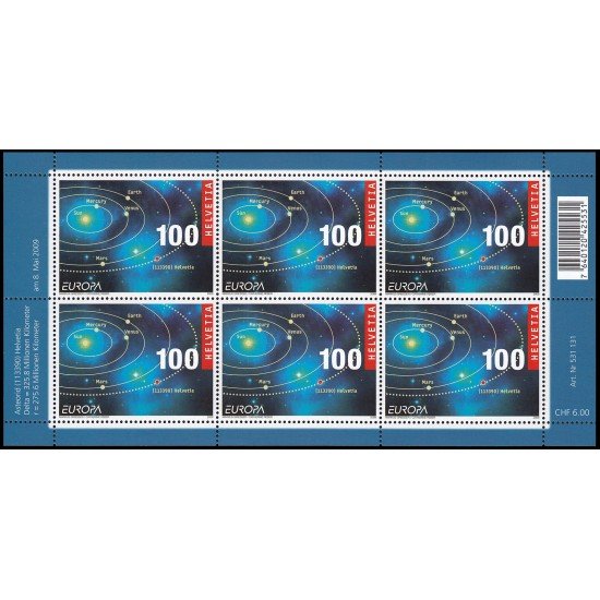 Suiza Switzerland 2036 2009 Europa Astronomía minihojita MNH Suiza Switzerland 2036 2009 Europa Astronomía minihojita MNH