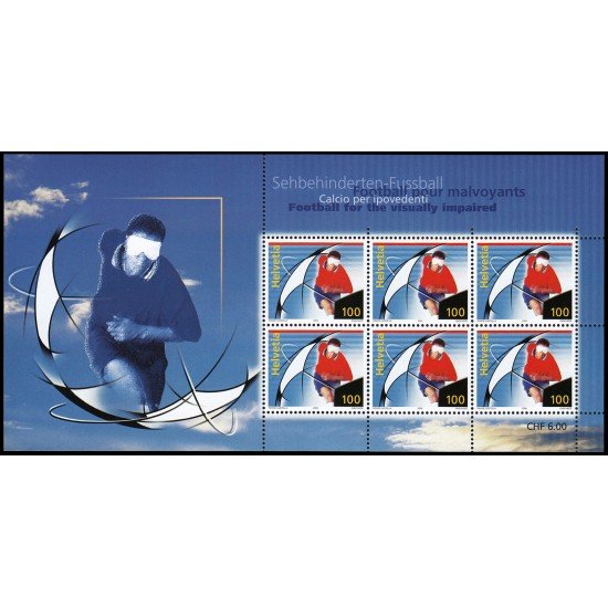 Suiza Switzerland 1852 2005 El fútbol para personas con discapacidad visual minihojita MNH Suiza Switzerland 1852 2005 El fútbol para personas con discapacidad visual minihojita MNH