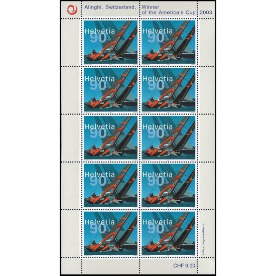 Suiza Switzerland 1756 2003 Alinghi Switzerland, equipo ganador de la Copa América 2003 minihojita MNH Suiza Switzerland 1756 2003 Alinghi Switzerland, equipo ganador de la Copa América 2003 minihojita MNH