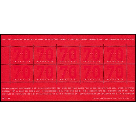 Suiza Switzerland 1753 2003 Centenario de la UCBA minihojita MNH Suiza Switzerland 1753 2003 Centenario de la UCBA minihojita MNH