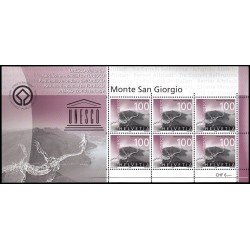 Suiza Switzerland 1810 2004 Lugares de Suiza patrimonio mundial UNESCO Monte San Giorgio minihojita MNH Suiza Switzerland 1810 2004 Lugares de Suiza patrimonio mundial UNESCO Monte San Giorgio minihojita MNH