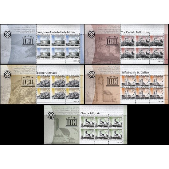 Suiza Switzerland 1769/73 2003 Lugares de Suiza patrimonio mundial UNESCO minihojita MNH Suiza Switzerland 1769/73 2003 Lugares de Suiza patrimonio mundial UNESCO minihojita MNH