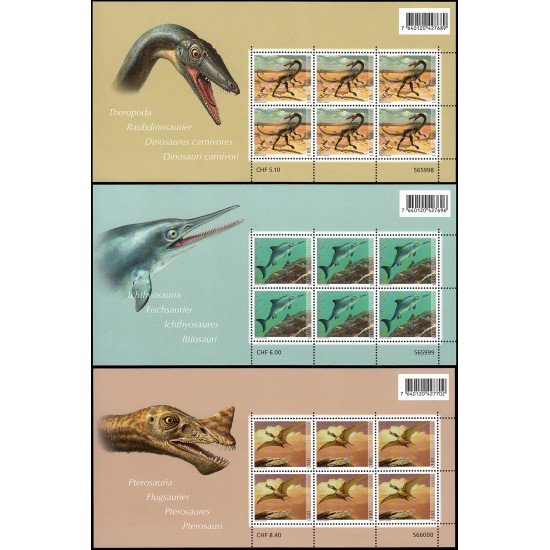 Suiza Switzerland 2092/94 2010 Fauna prehistórica de Suiza minihojita MNH Suiza Switzerland 2092/94 2010 Fauna prehistórica de Suiza minihojita MNH