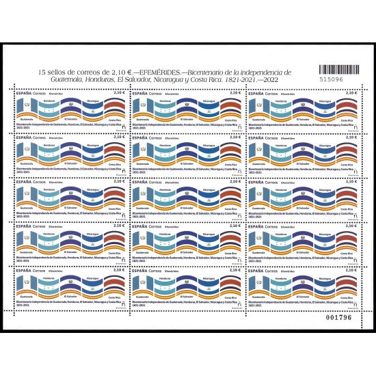 España Spain Minipliego 99o 2022 Bicentenario Independencia Guatemala, Honduras, El Salvador, Nicaragua y Costa Rica España Spain Minipliego 99o 2022 Bicentenario Independencia Guatemala, Honduras, El Salvador, Nicaragua y Costa Rica