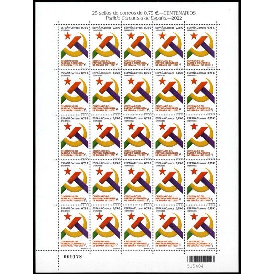 España Spain Minipliego 99q 2022 Centenario del Partido Comunista de España España Spain Minipliego 99q 2022 Centenario del Partido Comunista de España