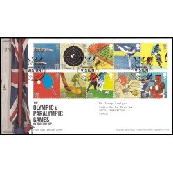 Gran Bretaña 3363/72 2010 SPD FDC Juegos Olímpicos de verano Londres 2010 Rowington Sobre primer día Gran Bretaña 3363/72 2010 SPD FDC Juegos Olímpicos de verano Londres 2010 Rowington Sobre primer día