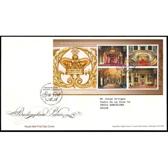 Gran Bretaña F4000 2014 SPD FDC El palacio de Buckingham a través del tiempo Tallents House Edinburgh Sobre primer día Gran Bretaña F4000 2014 SPD FDC El palacio de Buckingham a través del tiempo Tallents House Edinburgh Sobre primer día